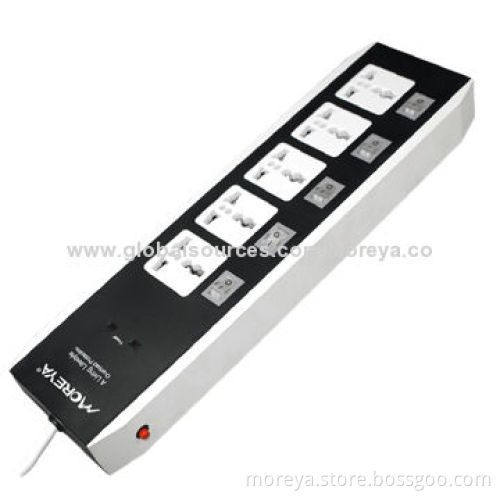 Power Strip of Universal Standard, with 5 Individual Socket Outlet Switches, Overload ProtectionNew